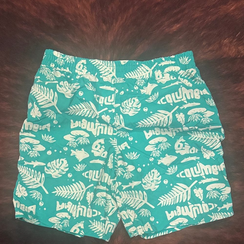 Columbia Kids' Teal Tropical Swim Trunks, Large 14/16
